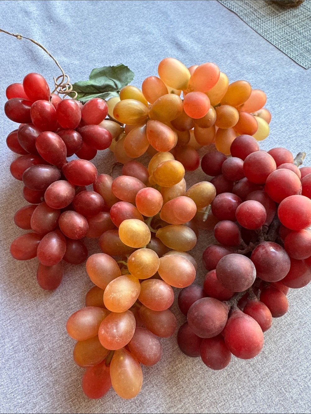 Decorative Faux Grapes Bunches - Red & Amber -